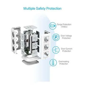 TESSAN Surge Protector Power Strip Tower with USB Ports