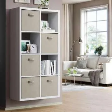 Fabric Storage Cubes for Cube Organizer - 8 Pack Heavy Duty Beige Storage Bins - 13 Inch Cube Storage Bin, Use As A Clothes Storage Box In Closet, Baskets For Shelves or Cubbies Storage bins