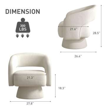 Bonzy Home Swivel Barrel Chair, Set of 2 Velvet Accent Armchair 360 Degree Swivel Club Chair for Living Room Bedroom Reception Room, Beige