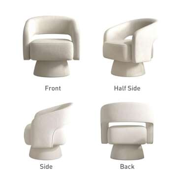 Bonzy Home Swivel Barrel Chair, Set of 2 Velvet Accent Armchair 360 Degree Swivel Club Chair for Living Room Bedroom Reception Room, Beige