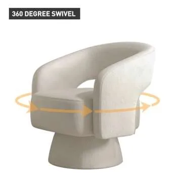 Bonzy Home Swivel Barrel Chair, Set of 2 Velvet Accent Armchair 360 Degree Swivel Club Chair for Living Room Bedroom Reception Room, Beige