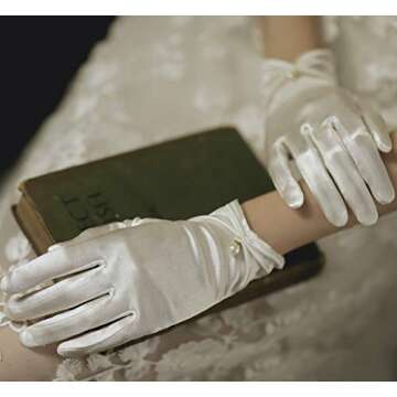 Gionforsy Floral Lace Gloves - Elegant Short Lace Wrist Gloves for Bridal, Wedding, Opera & Dinner P...