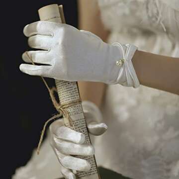 Gionforsy Floral Lace Gloves - Elegant Short Lace Gloves