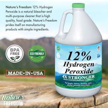 Nature's Freedom 12% Hydrogen Peroxide - Eco-Friendly Multi-Purpose Cleaner Solution, 1 Gallon