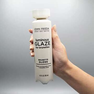 John Frieda Brilliant Brunette Luminous Glaze, Hair Gloss Enhances Rich Color and Boosts Shine for Silky Brunette Hair, Enhances While Mending Damaged Hair Surfaces, 6.5 Oz