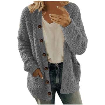 Women's Fleece Jackets 2025 Winter Casual Warm Button Down Coats Fashion Sherpa Thick Outerwear with...