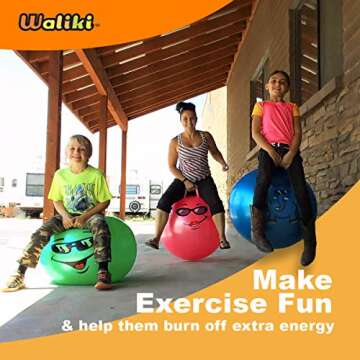 WALIKI Hopper Therapy Ball for Kids 7 8 9 and 10 Years Old | 20" Hoppity Hop Green Jumping Ball Toy | Active Toys for for Boys who Like Hopping