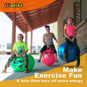 WALIKI Hopper Therapy Ball for Kids 7 8 9 and 10 Years Old | 20" Hoppity Hop Green Jumping Ball Toy | Active Toys for for Boys who Like Hopping