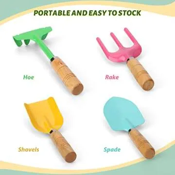 Durable 4 Piece Kids Garden Tool Set for Outdoor & Beach Fun