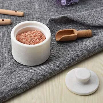 White Marble Salt Cellar Keeper With Lid