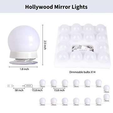 Hollywood LED Vanity Mirror Lights Kit - Dimmable RGB Bulbs