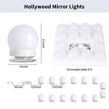 Hollywood LED Vanity Mirror Lights Kit - Dimmable RGB Bulbs