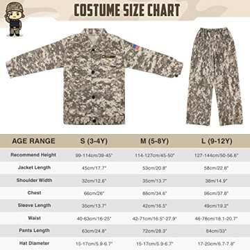 GIFTINBOX Kids Army Soldier Costume Set for Ages 3-13