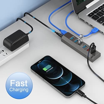 High-Speed 6-Port USB Hub with Smart Charging
