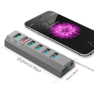 High-Speed 6-Port USB Hub with Smart Charging