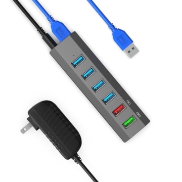 High-Speed 6-Port USB Hub with Smart Charging