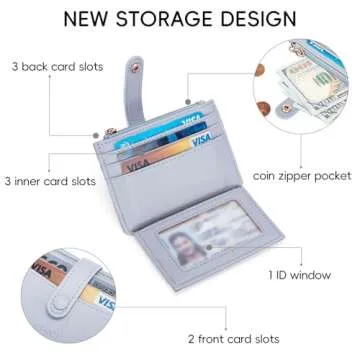 CLUCI Small Womens Wallet RFID Blocking Credit Card Holder with ID Window Leather Slim Card Wallets for Women Light Blue