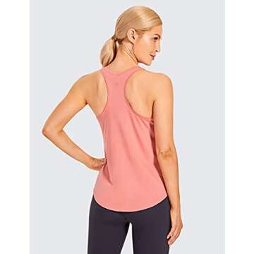 CRZ YOGA Women's Racerback Workout Tank Tops Loose Fit - Soft Pima Cotton Athletic Yoga Shirts Light...