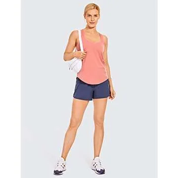 CRZ YOGA Women's Racerback Workout Tank Tops Loose Fit - Soft Pima Cotton Athletic Yoga Shirts Lightweight Peach Pink Medium