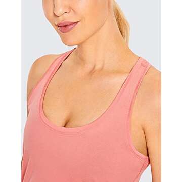 CRZ YOGA Women's Racerback Workout Tank Tops Loose Fit - Soft Pima Cotton Athletic Yoga Shirts Lightweight Peach Pink Medium