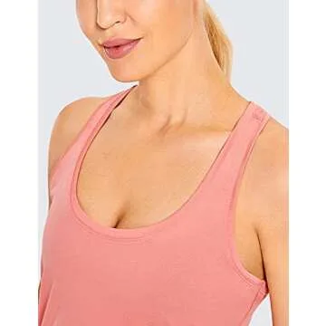 CRZ YOGA Women's Racerback Workout Tank Tops Loose Fit - Soft Pima Cotton Athletic Yoga Shirts Lightweight Peach Pink Medium