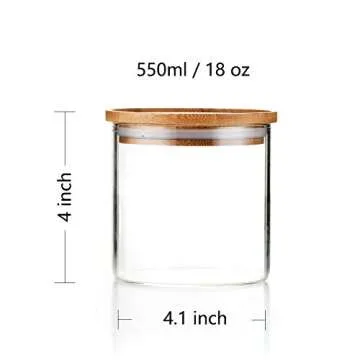 Sweejar 18 OZ Glass Food Storage Jar with Lid(set of 3),Airtight Canisters for Bathroom,Kitchen Cont...