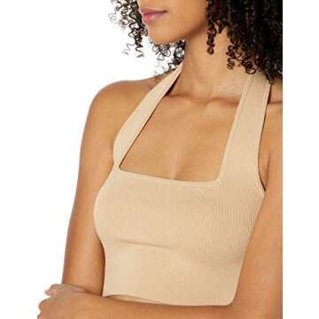 The Drop Women's Greta Square Neck Bralette Sweater, Ginger, S