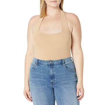 The Drop Women's Greta Square Neck Bralette Sweater, Ginger, S