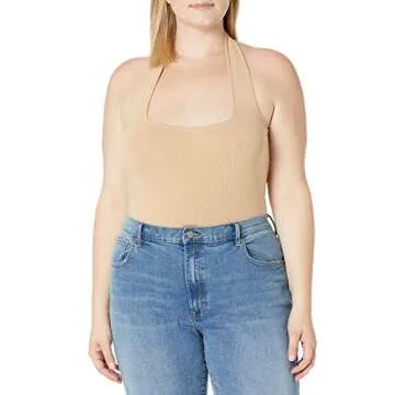 The Drop Women's Greta Square Neck Bralette Sweater, Ginger, S