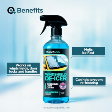 AquaDoc De-icer Spray - Fast-Acting Liquid Ice Melter for Windshields, Windows, Locks & More - 16oz