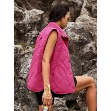 SENSERISE Womens Puffer Vest Quilted Vests Oversized Lightweight Outerwear Padded Jacket Winter Fall Outfits(Hot Pink,S)