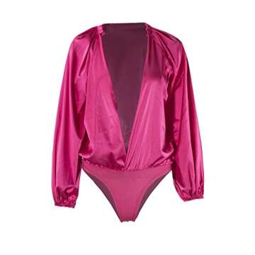 Sedrinuo Women 2 Piece Outfits Dress Sexy V Neck Long Sleeve Bodysuit and Ruched Skirts Club Outfits