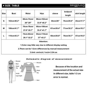 Sedrinuo Women 2 Piece Outfits Dress Sexy V Neck Long Sleeve Bodysuit and Ruched Skirts Club Outfits