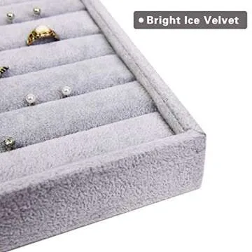 VIEFIN Jewelry Organizer Jewelry Box, Earring Organizer Ring Bracelet Holder Jewelry Case, Velvet Stackable Necklace Jewelry Gift Boxes Dishes Display Trays Closet Storage For Girls- Set Of 3, Grey