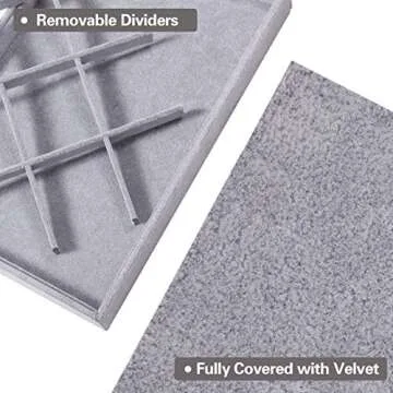 VIEFIN Jewelry Organizer Jewelry Box, Earring Organizer Ring Bracelet Holder Jewelry Case, Velvet Stackable Necklace Jewelry Gift Boxes Dishes Display Trays Closet Storage For Girls- Set Of 3, Grey