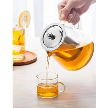 Glass Teapot Infuser 32oz Stovetop Safe Tea Kettle