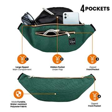 Vibe Festival Gear Fanny Pack for Men Women - Solid Color - Green Fanny Pack - Cute Waist Bag for Fe...