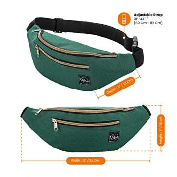 Vibe Festival Gear Fanny Pack for Men Women - Solid Color - Green Fanny Pack - Cute Waist Bag for Festival Rave Hiking Running Cycling