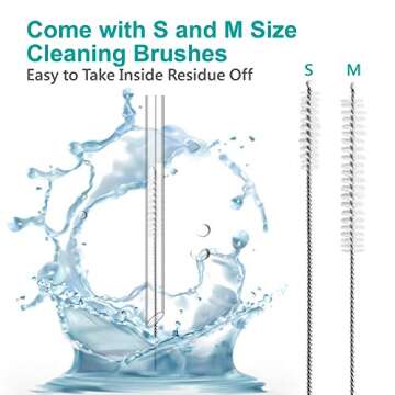 Reusable Eco-Friendly Glass Drinking Straws Set, 8-inch x 8mm / 14mm with S / M Extra Large Brushes Storage Container Travel Safe Case Box BPA Free for Smoothie Coffee Bubble Boba Tea - Clear