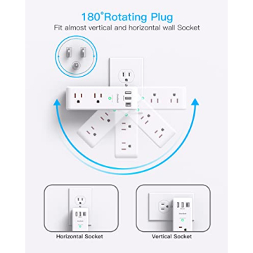 6 AC Outlets & USB Ports - Surge Protector Extender