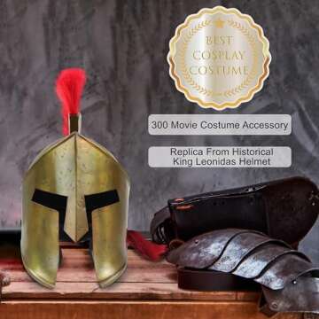 Nagina International Medieval Armour King Leonidas Greek Spartan Roman Helmet | Spartan Legions Helmet | Men's Spartan Warrior Headwear Costume Accessories | 300 Movie Authentic Replica Helmet