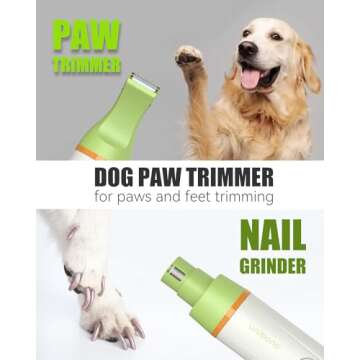 Dog Grooming Kit with Paw Trimmer, All-in-One Low Noise Electric Rechargeable Cordless Small Quiet P...