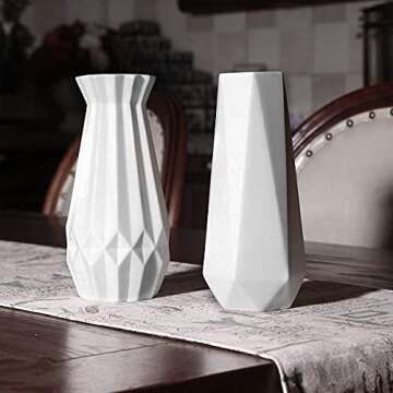 CERANEE White Ceramic Vase Set - Stylish & Modern