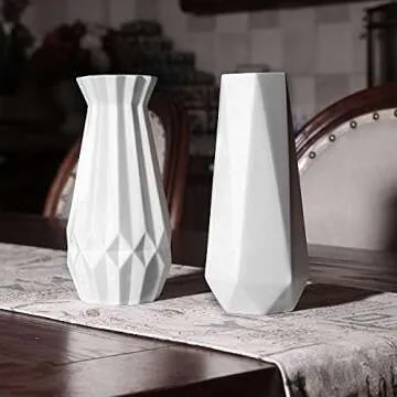 CERANEE White Ceramic Vase Set - Stylish & Modern