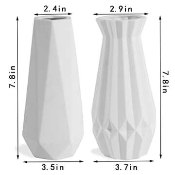 CERANEE White Ceramic Vase Set - Stylish & Modern