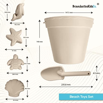 BraveJusticeKidsCo. Soft Silicone Beach Toy Set for Kids