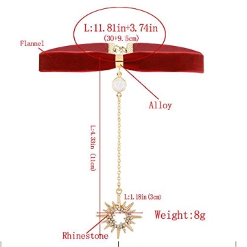 Anglacesmade Red Suede Y Necklace with Sun Pendant Charm