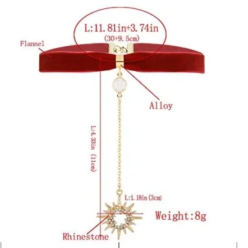 Anglacesmade Red Suede Y Necklace with Sun Pendant Charm