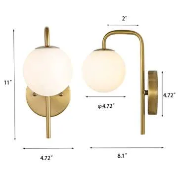 BYOLIIMA Modern Gold Globe Wall Sconce Set of 2