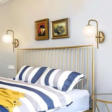 BYOLIIMA Modern Gold Globe Wall Sconce Set of 2